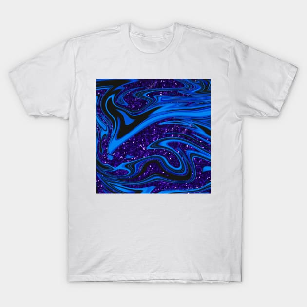 Swirls- Blue and Purple Glitter T-Shirt by designsbyjuliee